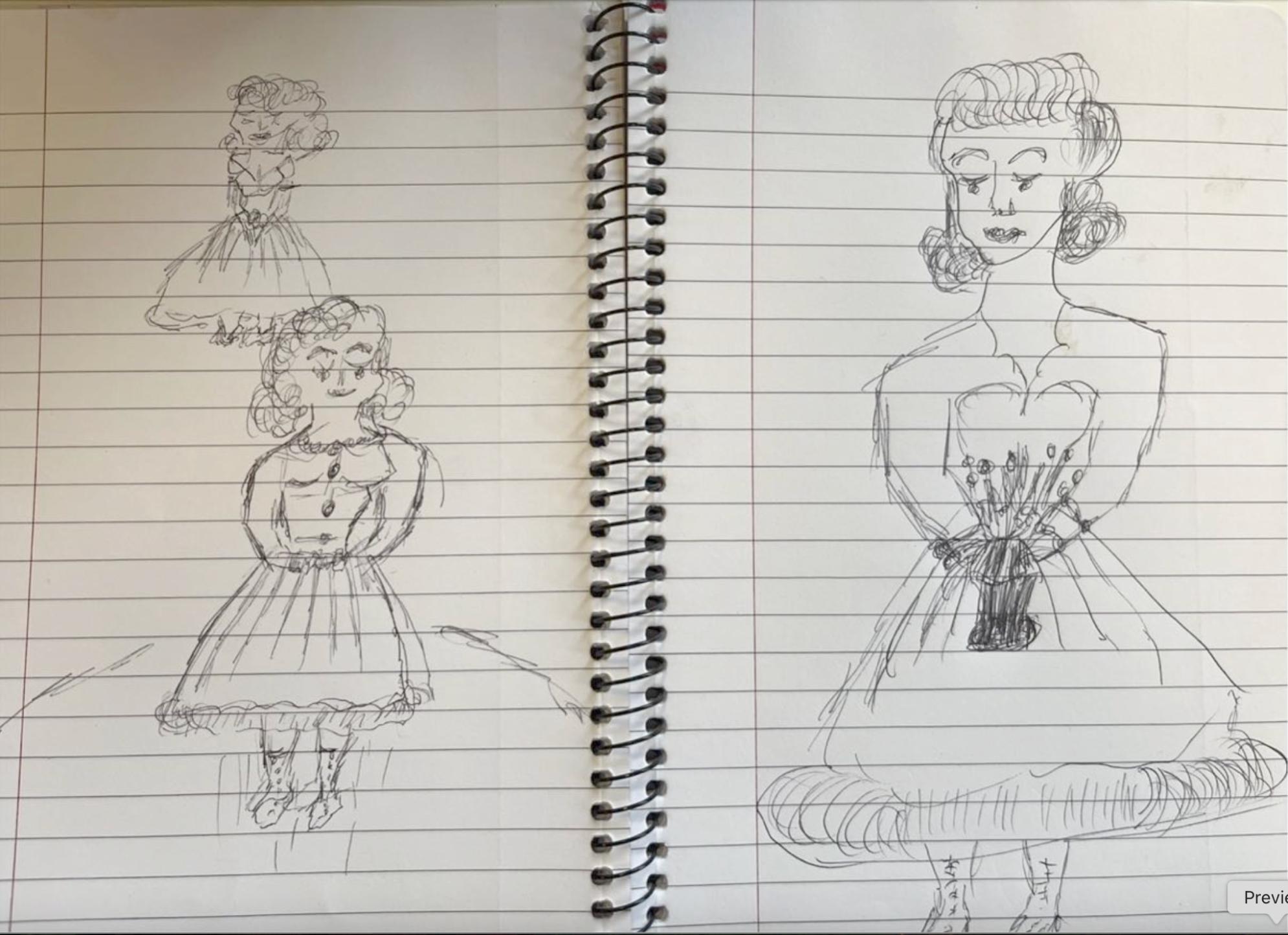 sketches of a dress design